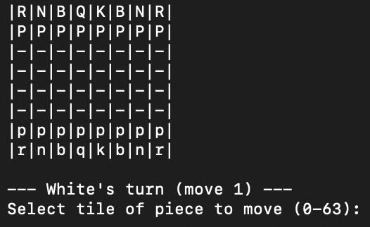 Chess game terminal screenshot